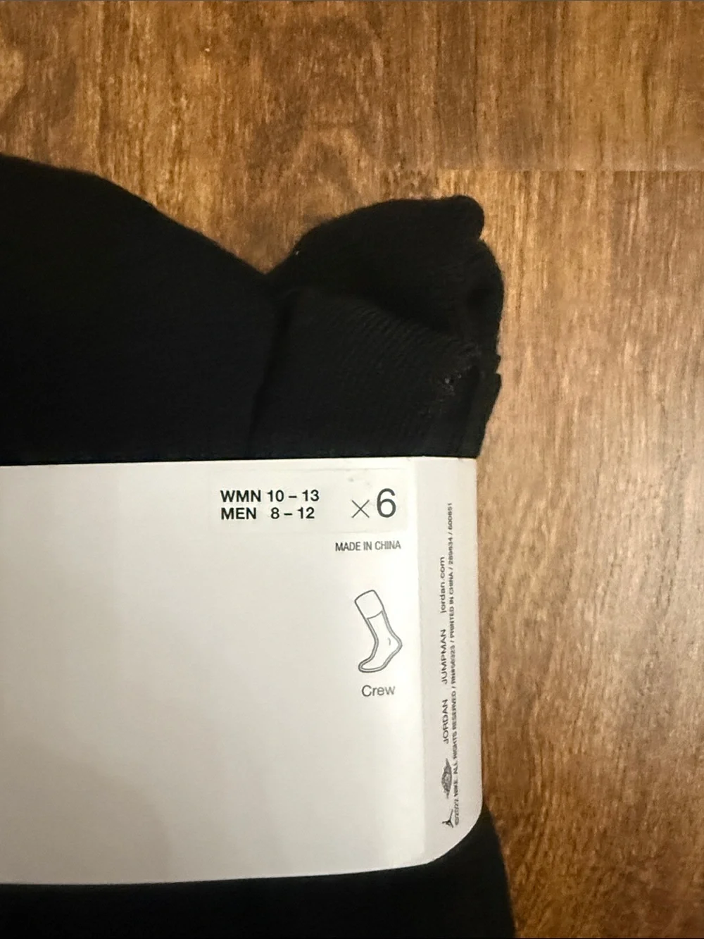 Jordan Black Crew Athletic Socks with White Jumpman - 6 Pack
